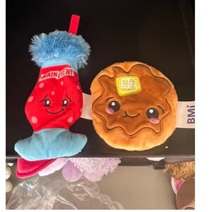Main Event Plush Red Strawberry Drink Blue Fur Topper & Pancake Plush ME Butter